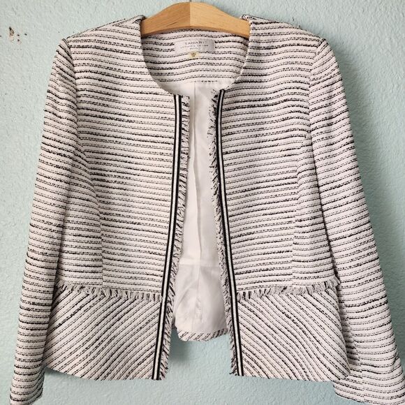 Tahari Striped Black and White Blazer - Picture 1 of 14